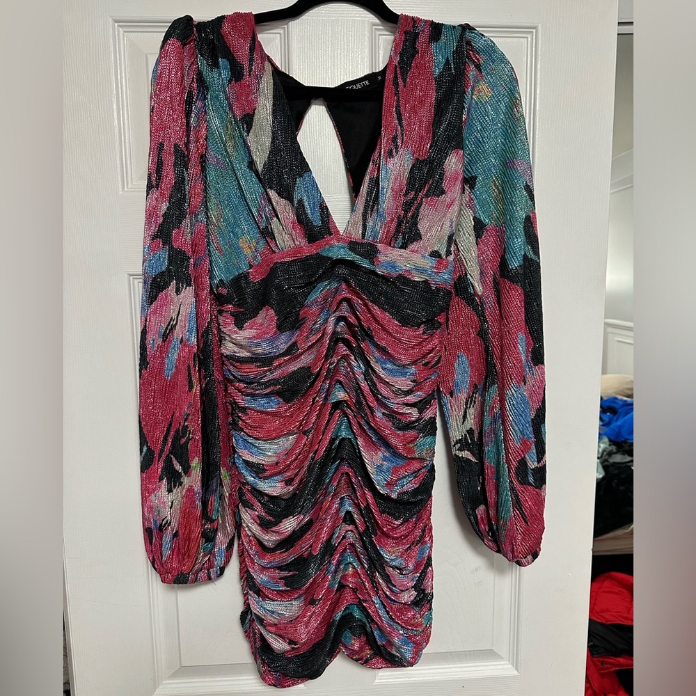 Multi-coloured Long Sleeve Mini Dress